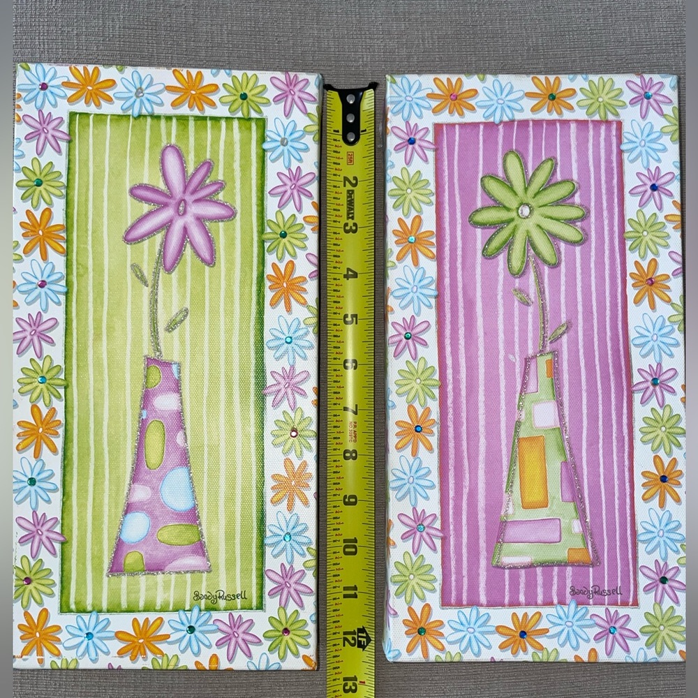 Sandy Russell Canvas Flower Pictures - Set of 2